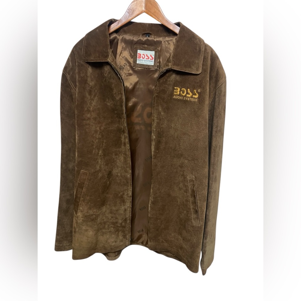 Boss Brown Suede Jacket with Red Logo